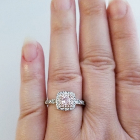 Sterling Pink Princess Cut Solitaire - Picture 8 of 9